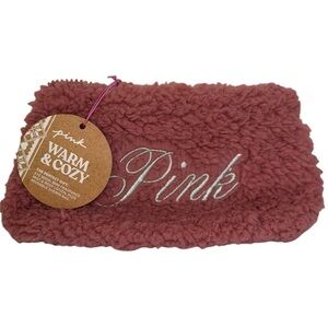PINK Warm & Cozy Sherpa Fleece Cosmetic Makeup Accessory Storage Bag